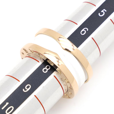 ブルガリ BVLGARI ビーゼロワン B-zero1 2バンド AN855964 ホワイト×ピンクゴールド K18PG セラミック #48(JP8) リング 指輪 750 Au750 18金 7.5号