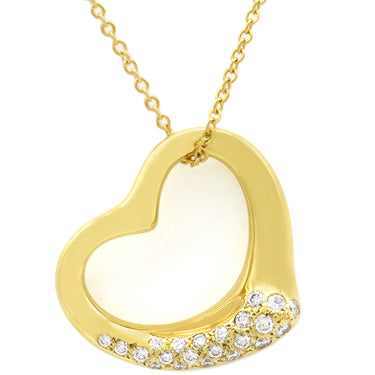 ティファニー Tiffany & Co オープンハート ダイヤ ロングネックレス イエローゴールド K18YG ダイヤモンド ネックレス 750YG エルサペレッティ
