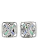 ノンブランド NON BRAND サファイア エメラルド ダイヤピアス ホワイトゴールド K18WG サファイア エメラルド ダイヤモンド ピアス 750 マルチストーン スクエア 四角 クロス ブルー グリーン