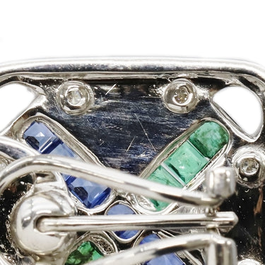 ノンブランド NON BRAND サファイア エメラルド ダイヤピアス ホワイトゴールド K18WG サファイア エメラルド ダイヤモンド ピアス 750 マルチストーン スクエア 四角 クロス ブルー グリーン