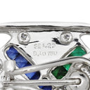 ノンブランド NON BRAND サファイア エメラルド ダイヤピアス ホワイトゴールド K18WG サファイア エメラルド ダイヤモンド ピアス 750 マルチストーン スクエア 四角 クロス ブルー グリーン