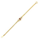 ノンブランド NON BRAND イエローゴールド K18YG ルビー ダイヤモンド ブレスレット Au750 18K ルビー 赤 ダイヤ パヴェ オーバル フラワーモチーフ 花形 フラットチェーン