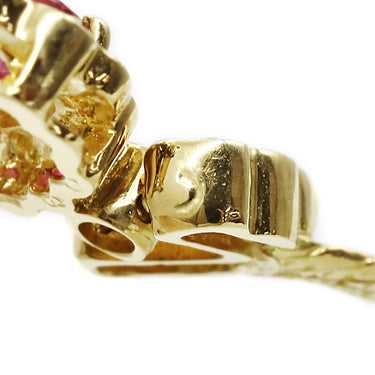 ノンブランド NON BRAND イエローゴールド K18YG ルビー ダイヤモンド ブレスレット Au750 18K ルビー 赤 ダイヤ パヴェ オーバル フラワーモチーフ 花形 フラットチェーン