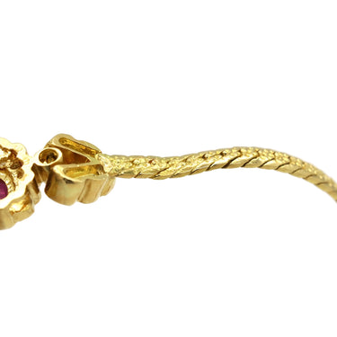 ノンブランド NON BRAND イエローゴールド K18YG ルビー ダイヤモンド ブレスレット Au750 18K ルビー 赤 ダイヤ パヴェ オーバル フラワーモチーフ 花形 フラットチェーン