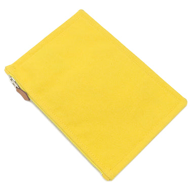 エルメス HERMES ヨッティングPM イエロー コットン ポーチ シルバー金具 黄色