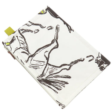 エルメス HERMES ヨッティングPM ホワイト×アニスグリーン コットン ポーチ シルバー金具 ジョッキー 馬モチーフ