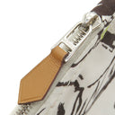 エルメス HERMES ヨッティングPM ホワイト×アニスグリーン コットン ポーチ シルバー金具 ジョッキー 馬モチーフ