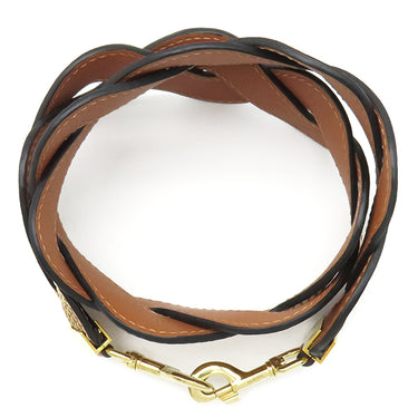 ロエベ LOEWE ウェーブ ステッチ ショルダーストラップ ブラウン レザー ショルダーストラップ ゴールド金具 茶 約93cm