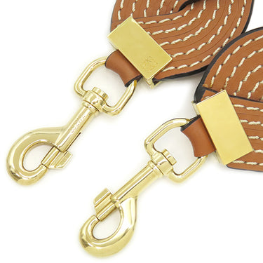ロエベ LOEWE ウェーブ ステッチ ショルダーストラップ ブラウン レザー ショルダーストラップ ゴールド金具 茶 約93cm