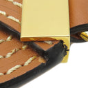 ロエベ LOEWE ウェーブ ステッチ ショルダーストラップ ブラウン レザー ショルダーストラップ ゴールド金具 茶 約93cm