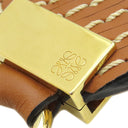 ロエベ LOEWE ウェーブ ステッチ ショルダーストラップ ブラウン レザー ショルダーストラップ ゴールド金具 茶 約93cm