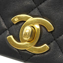 シャネル CHANEL マトラッセ フルフラップ ブラック ラムスキン ショルダーバッグ ゴールド金具 黒 チェーンショルダ― ココマーク