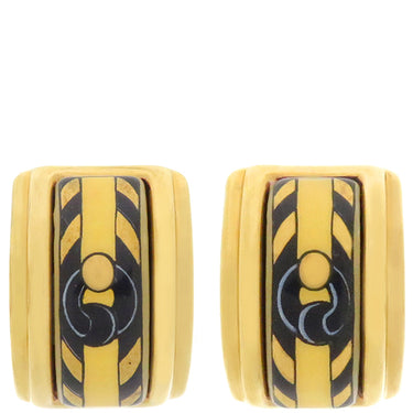 エルメス HERMES エマイユ イエローXゴールド GP 七宝焼き イヤリング 黄 黒 ゴールド