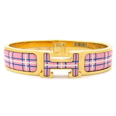 エルメス HERMES クリックH H7004002F ピンク デリリウム GP ラッカー ブレスレット ゴールド金具 タッタソールチェック