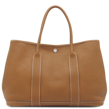 エルメス HERMES ガーデンパーティーPM ゴールド ネゴンダ トートバッグ シルバー金具 茶 ソルド品の刻印あり