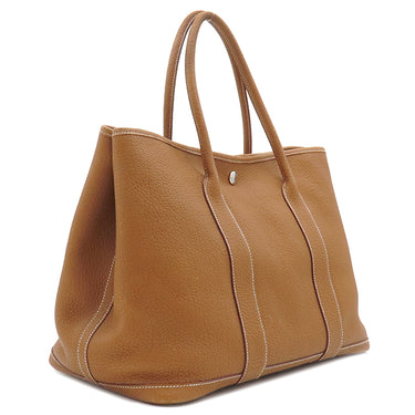 エルメス HERMES ガーデンパーティーPM ゴールド ネゴンダ トートバッグ シルバー金具 茶 ソルド品の刻印あり