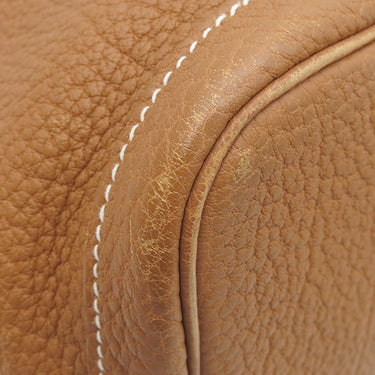 エルメス HERMES ガーデンパーティーPM ゴールド ネゴンダ トートバッグ シルバー金具 茶 ソルド品の刻印あり