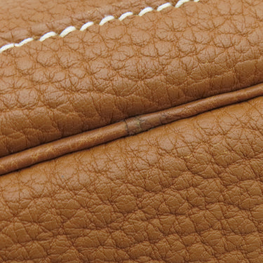 エルメス HERMES ガーデンパーティーPM ゴールド ネゴンダ トートバッグ シルバー金具 茶 ソルド品の刻印あり