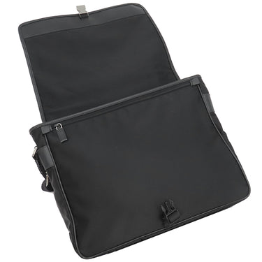 プラダ PRADA ナイロン メッセンジャーバッグ ブラック ナイロン レザー ショルダーバッグ シルバー金具 黒 三角ロゴ