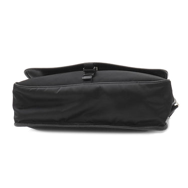 プラダ PRADA ナイロン メッセンジャーバッグ ブラック ナイロン レザー ショルダーバッグ シルバー金具 黒 三角ロゴ