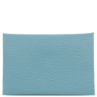 エルメス HERMES カルヴィ ニューブルージーン シェーブル カードケース シルバー金具 新品 未使用 青
