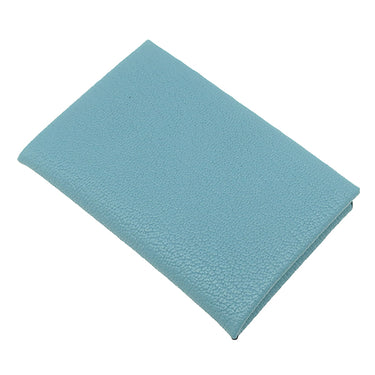 エルメス HERMES カルヴィ ニューブルージーン シェーブル カードケース シルバー金具 新品 未使用 青
