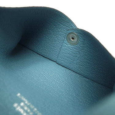 エルメス HERMES カルヴィ ニューブルージーン シェーブル カードケース シルバー金具 新品 未使用 青