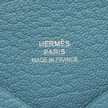 エルメス HERMES カルヴィ ニューブルージーン シェーブル カードケース シルバー金具 新品 未使用 青