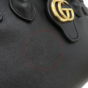 グッチ GUCCI GG マーモント 658450 ブラック レザー 2WAYバッグ ゴールド金具 黒 ハンドバッグ ショルダーバッグ