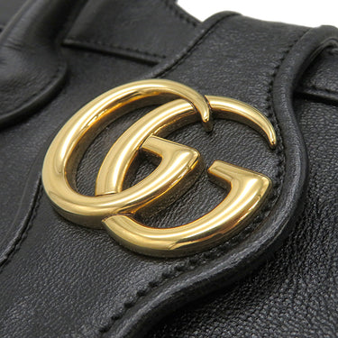 グッチ GUCCI GG マーモント 658450 ブラック レザー 2WAYバッグ ゴールド金具 黒 ハンドバッグ ショルダーバッグ