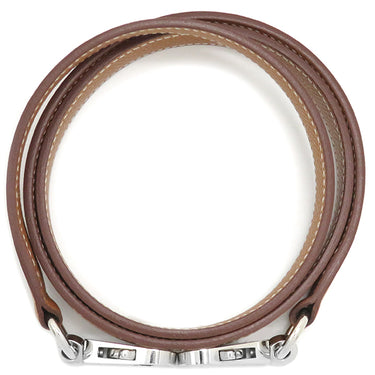 エルメス HERMES ショルダーストラップ ゴールド ヴォーエプソン ショルダーストラップ シルバー金具 茶