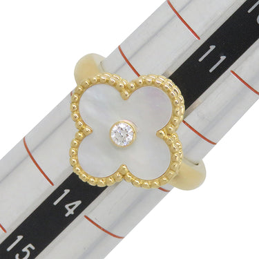ヴァンクリーフアーペル Van Cleef & Arpels ヴィンテージ アルハンブラ VCARA41100 パールホワイトXイエローゴールド K18YG ダイヤモンド マザーオブパール #53(JP13) リング 指輪 白 シェル 12.5号