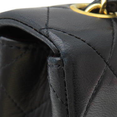 シャネル CHANEL マトラッセ フルフラップ ブラック ラムスキン ショルダーバッグ ゴールド金具 黒 チェーンショルダー ココマーク