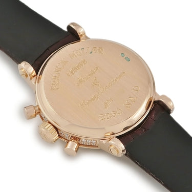 腕時計 フランクミュラー FRANCK MULLER ラウンド クロノグラフ 2860NAD 手巻き レディース K18PG無垢 純正ダイヤ パヴェ シェル ビザン数字