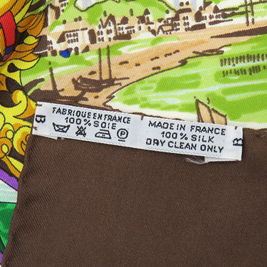 エルメス HERMES カレ90 CARRE ブラウン×マルチカラー シルク スカーフ 【L'Entente Cordiale/仏英同盟】