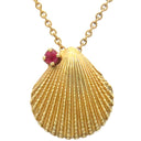 ティファニー Tiffany & Co シェルモチーフ ルビー イエローゴールド K18YG ネックレス 18K 750 18金 1Pルビー