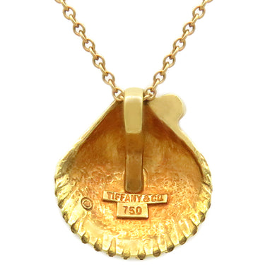 ティファニー Tiffany & Co シェルモチーフ ルビー イエローゴールド K18YG ネックレス 18K 750 18金 1Pルビー