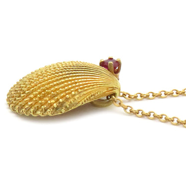 ティファニー Tiffany & Co シェルモチーフ ルビー イエローゴールド K18YG ネックレス 18K 750 18金 1Pルビー
