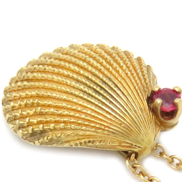 ティファニー Tiffany & Co シェルモチーフ ルビー イエローゴールド K18YG ネックレス 18K 750 18金 1Pルビー