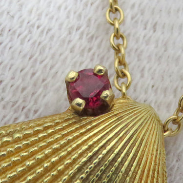 ティファニー Tiffany & Co シェルモチーフ ルビー イエローゴールド K18YG ネックレス 18K 750 18金 1Pルビー