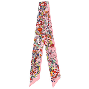 エルメス HERMES ツイリー ローズマラバー×ホワイト×ジョーヌ シルク スカーフ 新品 未使用【LA FOLLE PARADE/ラ フォル パラード】