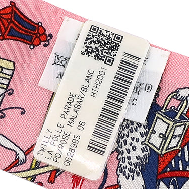 エルメス HERMES ツイリー ローズマラバー×ホワイト×ジョーヌ シルク スカーフ 新品 未使用【LA FOLLE PARADE/ラ フォル パラード】