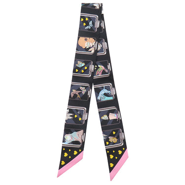 エルメス HERMES ツイリー ノワール×ローズ×グリ シルク スカーフ 新品 未使用【HERMES STORY/エルメスストーリー】