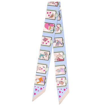 エルメス HERMES ツイリー ブルーペール×ローズ×ヴェール シルク スカーフ 新品 未使用【HERMES STORY/エルメスストーリー】