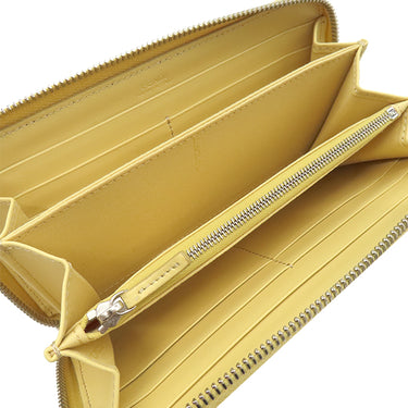 フェンディ FENDI ロボット フェイス ジップアラウンド 8M0299 イエロー レザー 長財布 シルバー金具 ラウンドファスナー スタッズ 黄