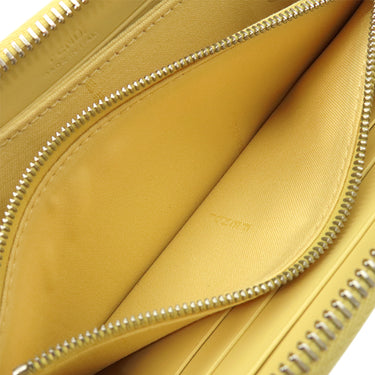 フェンディ FENDI ロボット フェイス ジップアラウンド 8M0299 イエロー レザー 長財布 シルバー金具 ラウンドファスナー スタッズ 黄