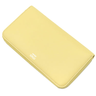 フェンディ FENDI ロボット フェイス ジップアラウンド 8M0299 イエロー レザー 長財布 シルバー金具 ラウンドファスナー スタッズ 黄