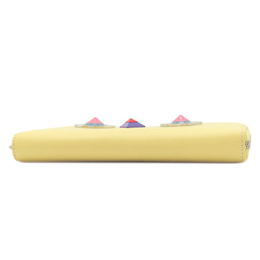 フェンディ FENDI ロボット フェイス ジップアラウンド 8M0299 イエロー レザー 長財布 シルバー金具 ラウンドファスナー スタッズ 黄