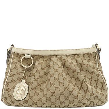 グッチ GUCCI スーキー GGショルダーバッグ 296834 アイボリー GGキャンバス レザー ショルダーバッグ シルバー金具 白 肩掛け