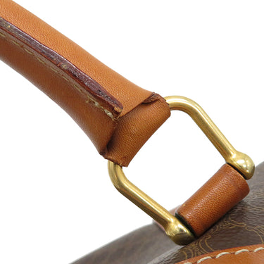 セリーヌ CELINE マカダム ブラウン PVC レザー ボストンバッグ ゴールド金具 総柄 トリオンフ ロゴ ヴィンテージ ※鍵1本欠品